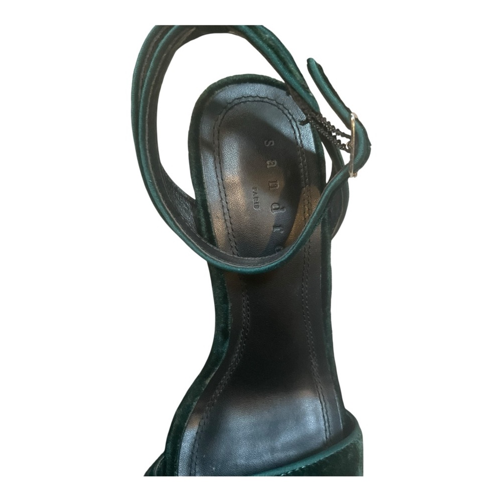 Sandro Dark Green Velvet Heels - Picture 3 of 15